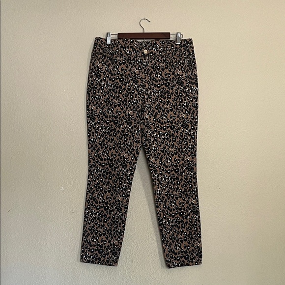 Adrienne Vittadini 5 Pocket Animal Print Ankle Pant Size 12 - Picture 1 of 7